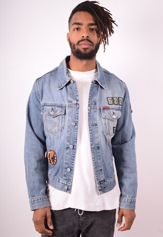 CASUCCI MENS VINTAGE DENIM JACKET LARGE BLUE 90S