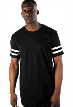 54 Floral Essential Sleeve Band Stripe T-Shirt - Black/White
