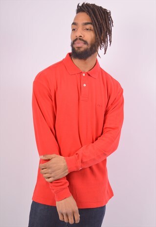 VINTAGE FILA POLO SHIRT LONG SLEEVE RED