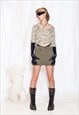 VINTAGE Y2K LOW RISE MINI SKIRT IN KHAKI W PEACE SIGN BEAD