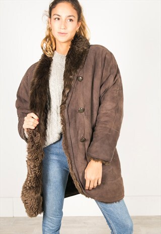 VINTAGE 80S WINTER SHEEPSKIN COAT / R055