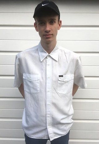 MENS VINTAGE 80S WRANGLER SHIRT BUTTON UP SHORT SLEEVE TOP