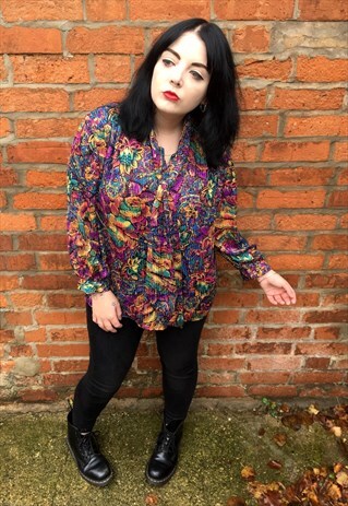 FLORAL PRINT VINTAGE PUSSY BOW BLOUSE