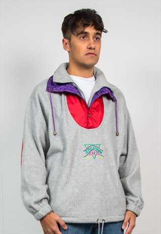 90'S GREY QUARTER ZIP FLEECE
