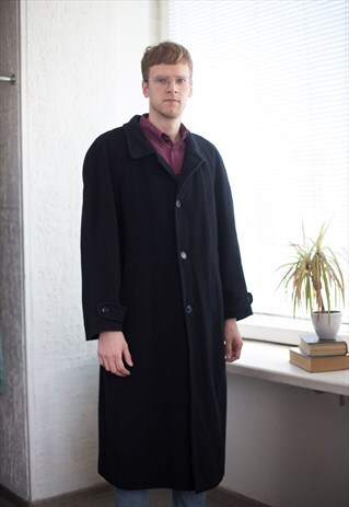 VINTAGE 80'S WOOL COAT IN BLACK