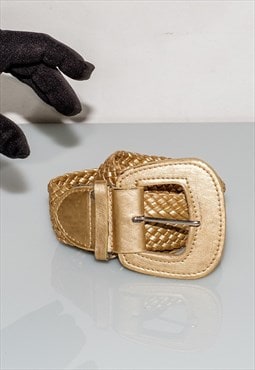 Y2K Vintage chic braided belt in yellow gold