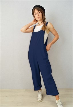 Dungarees Relaxed Fit Long Navy Workwear Blue