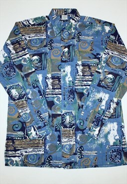 BEST OFFER  70s Abstract Psychedelic Art Party Shirt