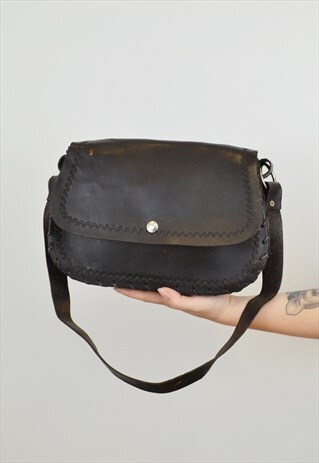 VINTAGE LEATHER SADDLE BAG TWO TONE BOHEMIAN