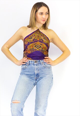 VINTAGE 90'S GOLD CHAIN HALTER TOP