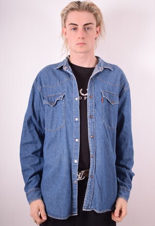 LEVI'S MENS VINTAGE DENIM SHIRT MEDIUM BLUE 90S