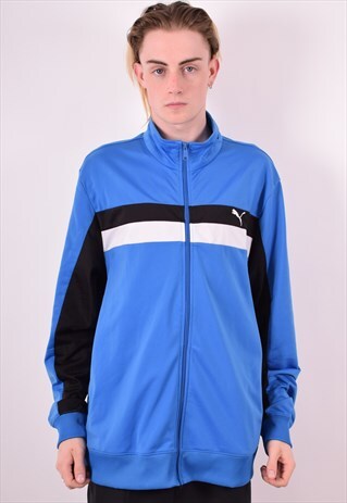 PUMA MENS VINTAGE TRACKSUIT TOP JACKET XXL BLUE 90S