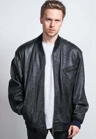 VINTAGE OVERSIZED LEATHER BOMBER JACKET