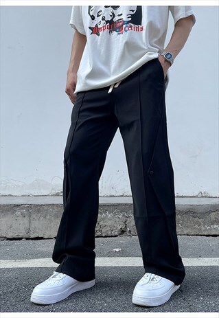 BLACK RELAXED FIT PANTS TROUSERS