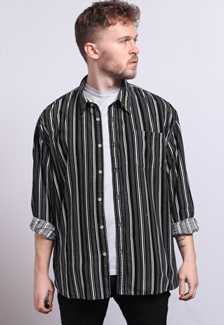 VINTAGE CORDUROY CORD STRIPED SHIRT
