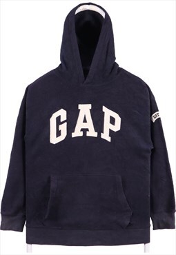 Vintage 90's Gap Hoodie Spellout Logo Fleece Pullover Navy