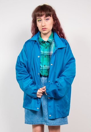 VINTAGE 90'S BLUE OVERSIZED COACH STYLE JACKET