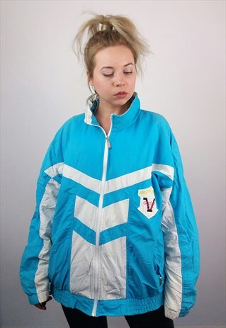 VINTAGE 80'S UNISEX RETRO TRACK JACKET / WINDBREAKER