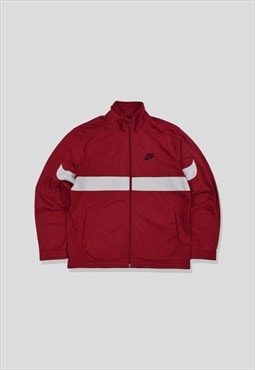 Vintage 00s Nike Embroidered Logo Track Jacket in Red