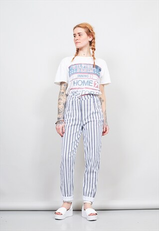 VINTAGE 90'S STRIPED HIGH WAISTED JEANS