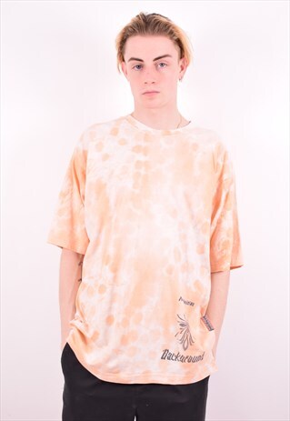 MENS VINTAGE T-SHIRT TOP LARGE ORANGE 90'S