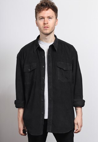 VINTAGE CORDUROY CORD SHIRT BLACK