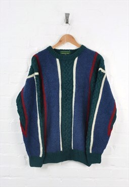 Vintage Wool Patterned Knitwear Jumper Medium