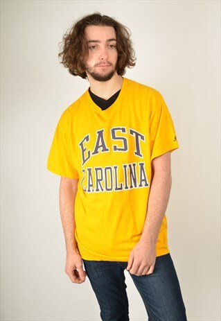 VINTAGE EAST CAROLINA GRAPHIC PRINT T-SHIRT YELLOW