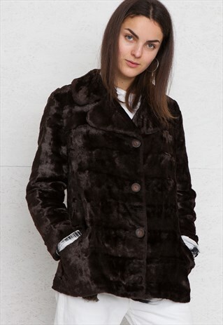 VINTAGE BROWN FAUX FUR JACKET