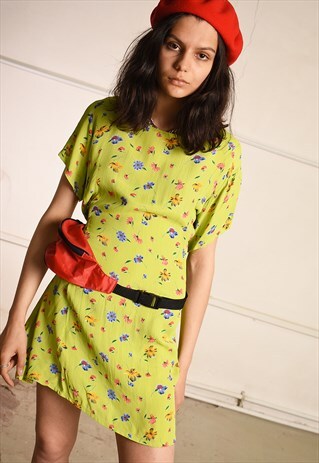 90'S RETRO FLORAL PRINT SUMMER MINI FESTIVAL SHEER DRESS