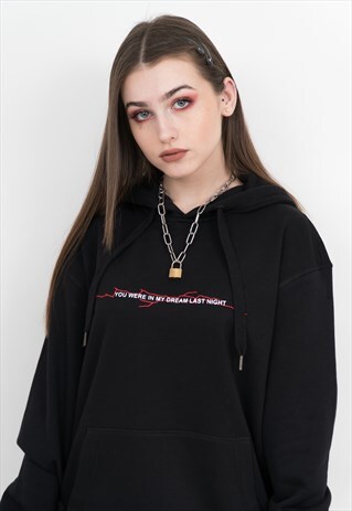 YOU WERE IN MY DREAM LAST NIGHT BLACK PRINTED HOODIE