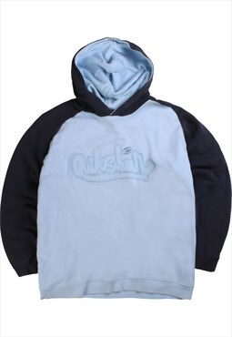 Vintage  Quiksilver Hoodie Spellout Heavyweight Blue Large