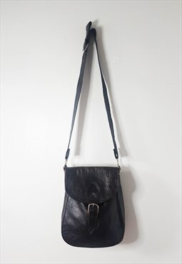 Vintage Black Leather Crossbody Bag