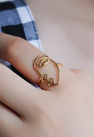 GOLD GEOMETRIC FACE RING