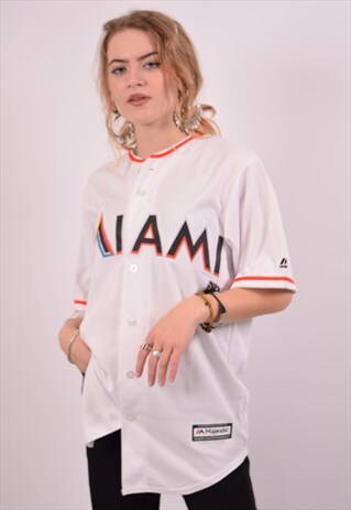 VINTAGE MAJESTIC MIAMI JERSEY TOP WHITE