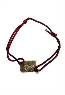 Christian Dior Bracelet Red Gold Playing Card Tag Logo Y2K