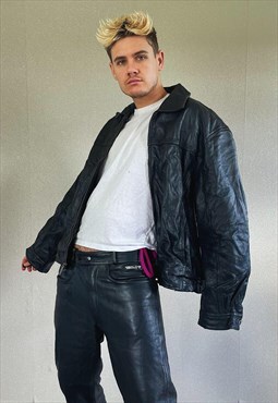 Vintage 90s Wilson's Black Leather Jacket