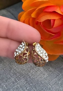 Gold Coloured Diamonte Earrings