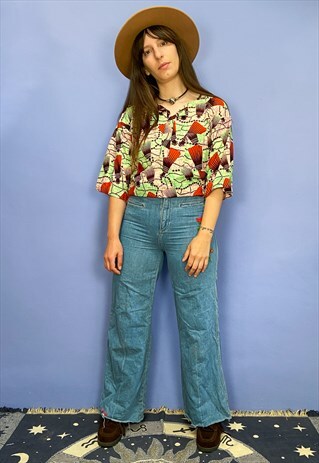 VINTAGE AFRICAN PATTERNED SHORT SLEEVED TUNIC TOP