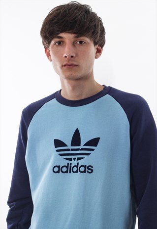 VINTAGE ADIDAS ORIGINALS CREW NECK 80S 90S BLUE