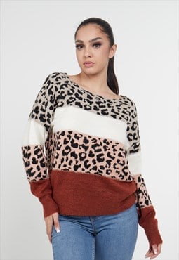 Leopard Colour Block Sweater