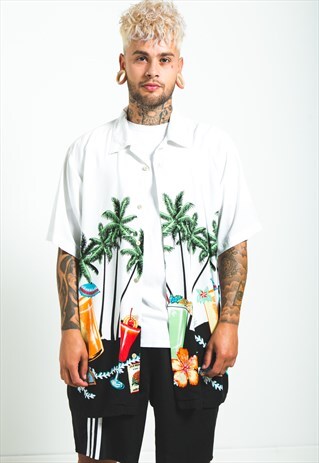 VINTAGE 80S HAWAIIAN SHORT SLEEVE SHIRT/ S6599