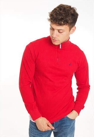 VINTAGE NAUTICA 1/4 ZIP SWEATSHIRT RED