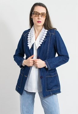 Vintage fitted denim jacket in blue jean women