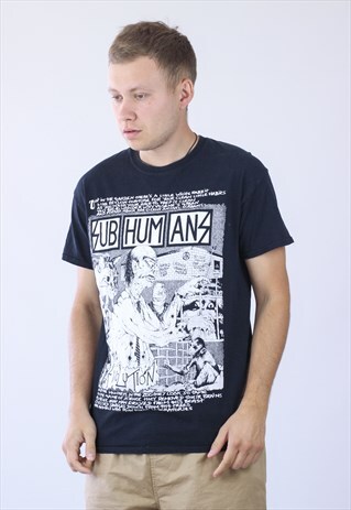 90S VINTAGE MENS SUBHUMANS EVOLUTION BIG LOGO T-SHIRT