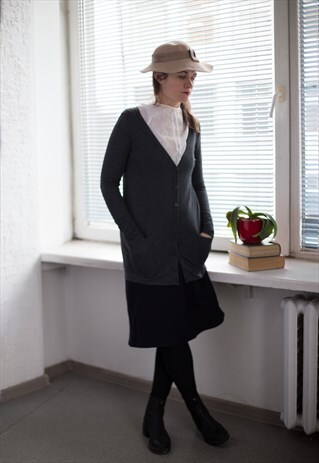 VINTAGE 90'S GREY MINIMALIST CARDIGAN
