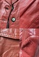 VINTAGE 1970 RED LEATHER JACKET SIZE XS/6
