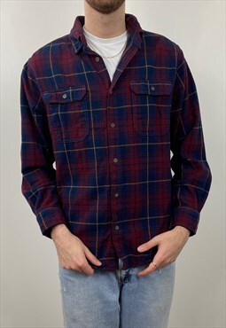 Vintage red and navy chequered flannel shirt