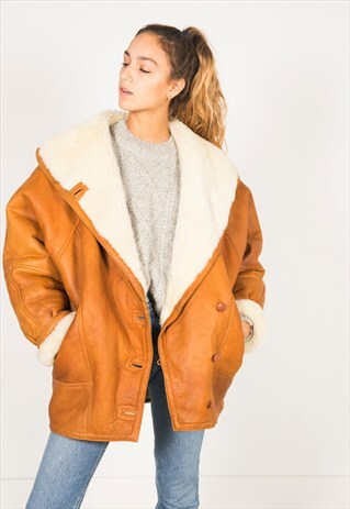 VINTAGE 80S WINTER SHEEPSKIN COAT / R039