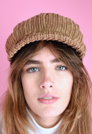 VINTAGE INSPIRED 90S HAT CORDUROY NEWSBOY CAP BROWN